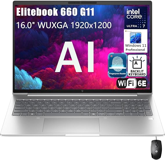 HP Elitebook 660 G11 16" FHD+ Business AI Laptop Computer, Intel Ultra 7 155U (Beat i7-1355U), 64GB DDR5 RAM, 4TB PCIe SSD, WiFi 6E, Backlit Keyboard, Fingerprint Reader, Windows 11 Pro Vent-HEA