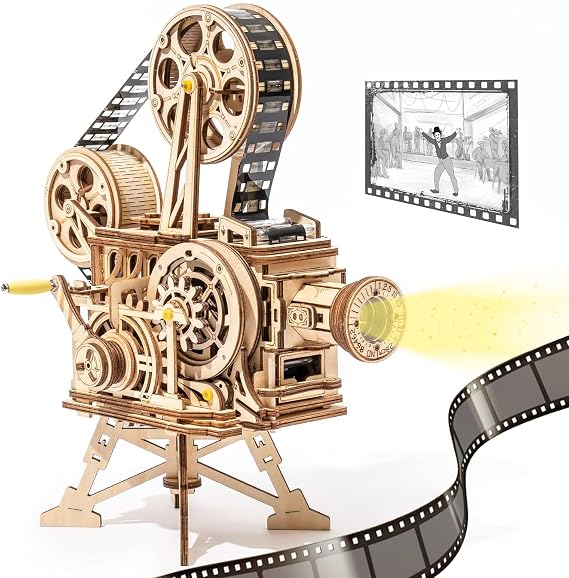 ROKR 3D Wooden Puzzles for Adults- 183pcs Mechanical Model Building Kit Wooden Craft Movie Projector Gift for Adults 14+ (Vitascope)