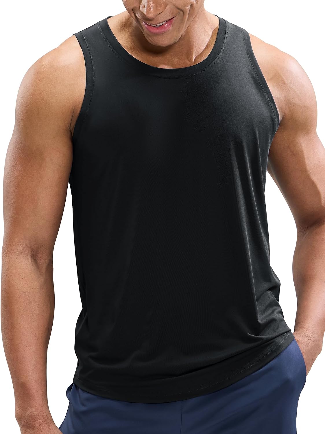 MIER Mens Tank Tops Workout Sleeveless Tee Shirts Muscle Athletic Gym Running Beach Tanks for Men, Quick Dry