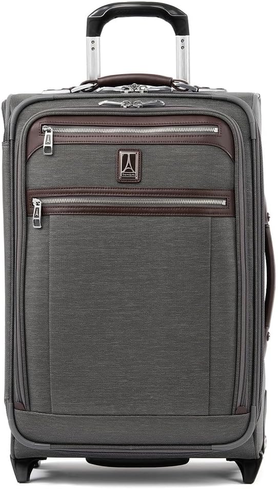 Travelpro Platinum Elite Carry-On Luggage Upright, Grey, 22-Inch | Expandable Softside With USB Port & Multiple Organized Compartments for Men & Women Travelers