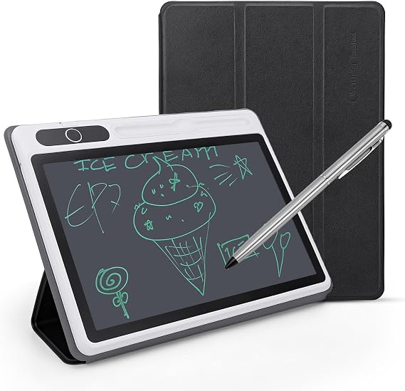 LCD Drawing Board, Electronic Notepad LCD Tablet Drawing Pad Business Supplies Hand Painting Tool 9 Inch Writing Tablet Adult (black (with leather case))