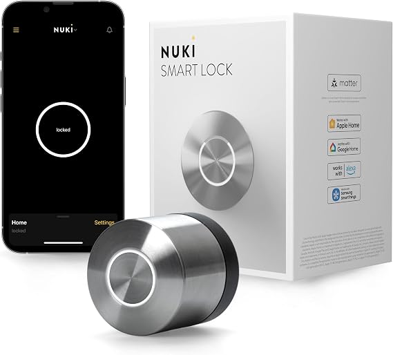 Nuki Smart Lock (Deadbolt) Keyless Entry WiFi Electronic Deadbolt with Auto-Unlock, App Control, Remote Access, Easy Installation, Smart Home for Front Door, Home & Rentals