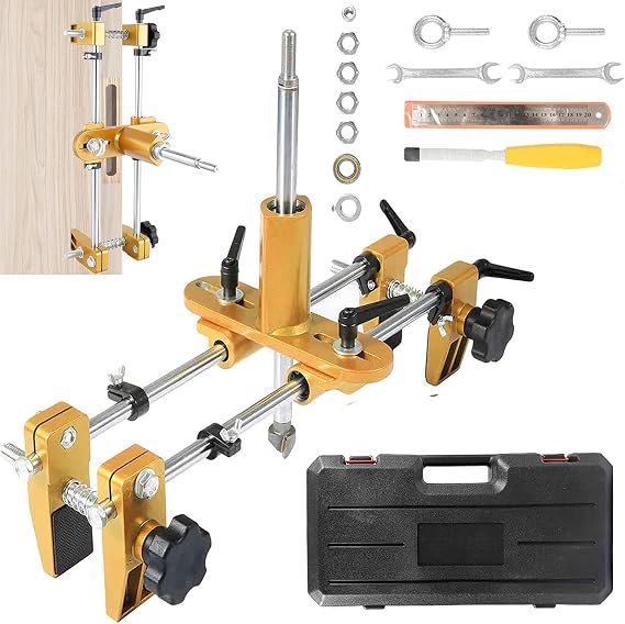 Door Lock Hole Opener Kit, Mortise Lock Jig for Wooden Door, with 3PCS Tungsten Steel Cutter Blade, Mortising Jig Tool, for Angle Grinder & Electric Hand Drill1