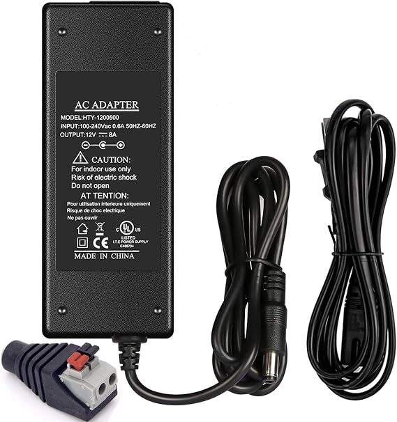 12V 8A DC Power Supply Adapter, EAGWELL Power Converter AC 100-240V to 12V Transformers US Plug AC to DC Converter LED Driver for Storefront Lights, LED Strip Lighting,Tape Light, Rope Lights