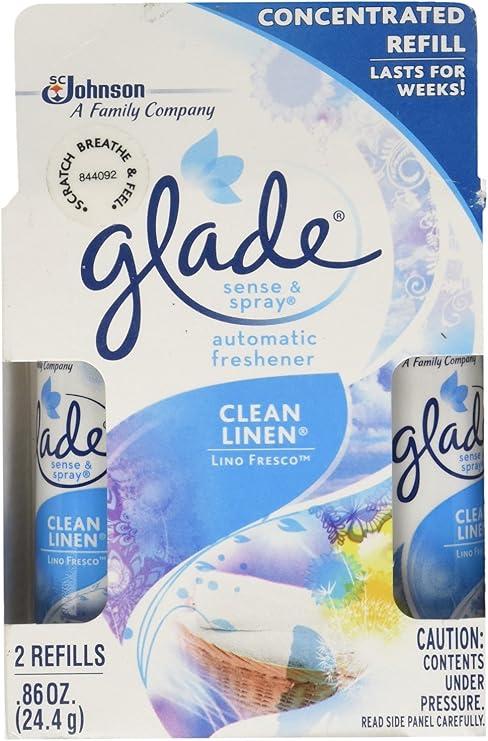 Glade Sense & Spray Automatic Air Freshener Refill, Clean Linen, 2 Ct, 0.86 oz