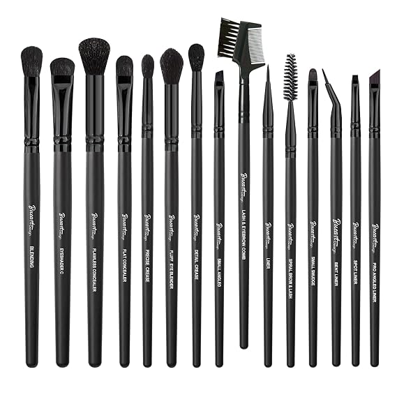 Bueart Design 15Pcs Professional Eyeshadow Brush Set For Eye makeup Blending,Brow grooming,Concealing,eyeshader, With premium ultra soft synthetic