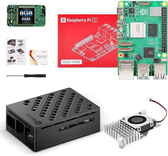 RasTech Raspberry Pi 5 8GB Kit with Active Cooler and Pi5 Case