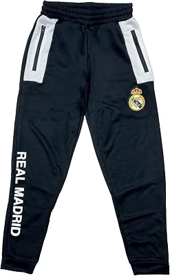 Real Madrid Sweatpants Adult Sizes Jogger Fit with Zip Pockets, Elastic Waistband Official Club Crest