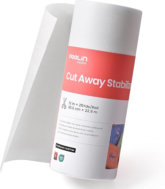 Poolin Cut Away Stabilizer 12" x 25 Yards Roll 2.5oz Medium Weight