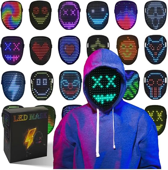 Led Mask with Gesture Sensing LED Lighted Face Mask for Costume Cosplay Party Masquerade Halloween