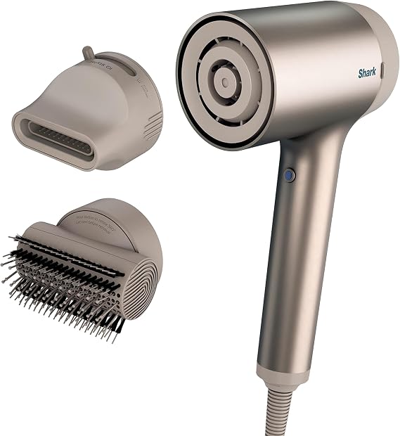 Shark HyperAIR Ionic Dryer, Rotatable Brush, Auto Presets, Stone, HD112BRN