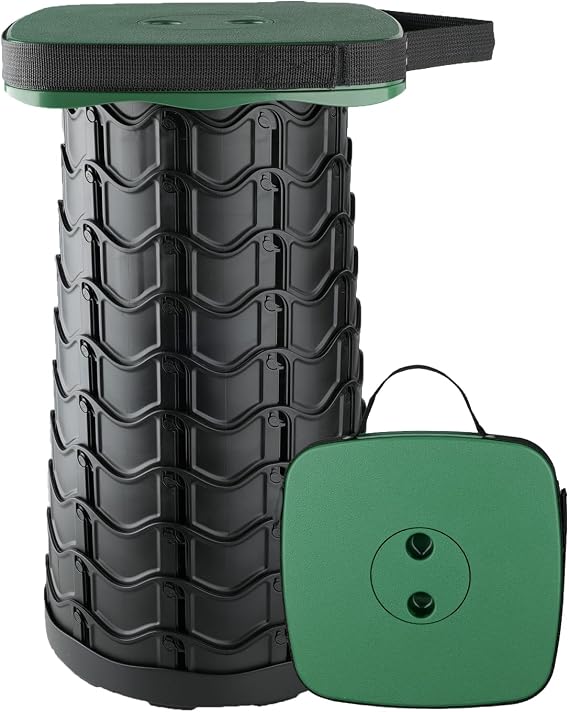 Upgraded Collapsible Stool, Square Portable Stool, Lightweight Yet More Sturdy with Load Capacity 400lbs, Perfect for Camping Fishing Hiking BBQ (Square Army Green)