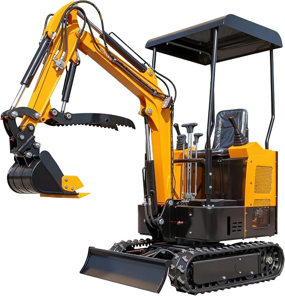 MMS15U 1.5 Ton Mini Excavator with 13.5 HP B&S Gaso Engine, Extended Hydraulic Thumb, Quick Change, Digger Machine for Backyard Landscaping Garden Path Tight Spaces Construction, Unloading Included
