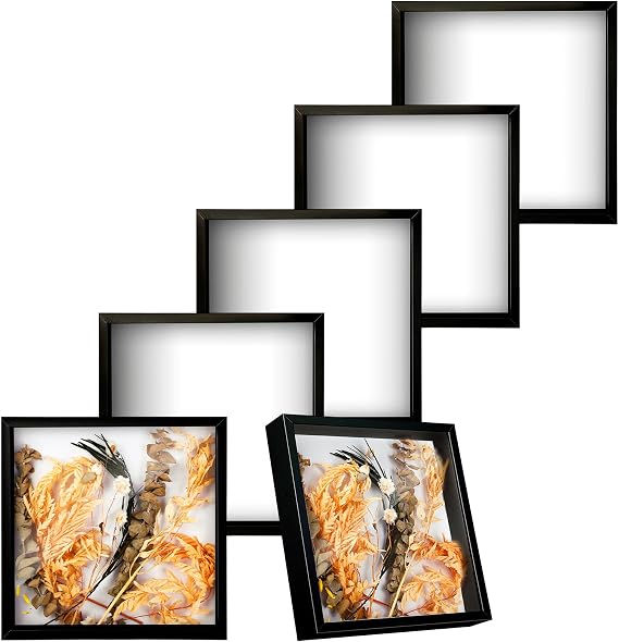 Tuanse 6 Pieces Shadow Box Picture Frame, Black, 5 X 5 Inch