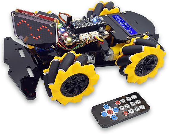 Adeept 4WD DIY STEM Robot Kit Car, Omni-Directional Mecanum Wheels
