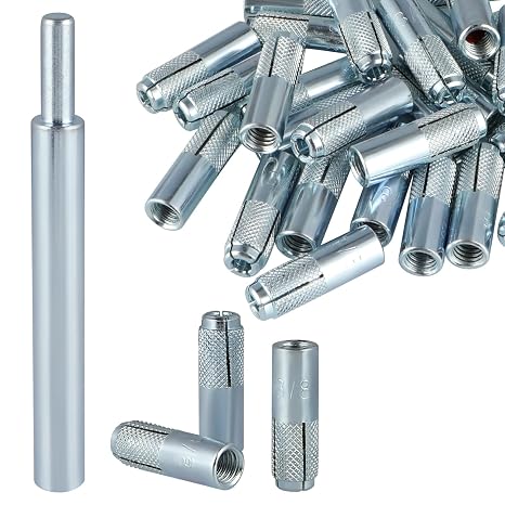 30 Pcs Drop in Anchors with 1 Pcs Hand Setting Tool, 3/8"-16 Female Thread Expansion Anchors for Concrete