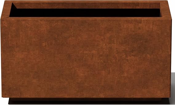 Veradek Corten Steel Series Long Box Planter - Large Rectangular Corten Steel Planter | Naturally Rusting Steel for All-Weather Use | Modern Rustic Decor for Flowers, Tall Plants, Shrubs
