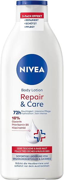 NIVEA Body Lotion Repair & Care Body Cream for Very Dry Skin & to Relieve Tension Feelings Body Lotion with Glycerin Niacinamide & Provitamin B5 (400 ml)