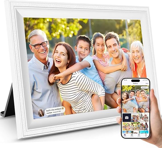 Smart White Digital Picture Frame WiFi Send Photos from Your Phone
