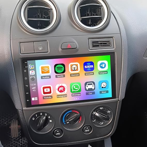 7 Inch Android 14 Double Din Car Stereo for Ford Fiesta MK5 2005-2008 Head Unit 2 Din Car Radio with CarPlay Wireless Android Auto Sat Nav HD Touch Screen GPS WiFi FM RDS Bluetooth SWC Backup Camera