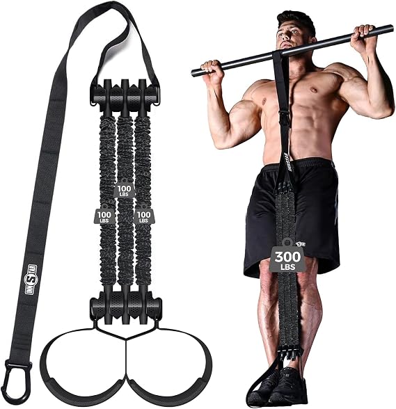 Innstar Pull Up Assistance Bands, Heavy Duty Resistance Band for Pull Up Assist, Adjustable Resistance 165-265lbs with Fabric Feet/Knee Rest, Pull Up Bands Assistance Bands