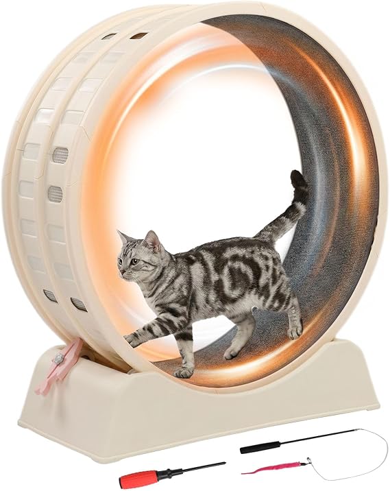 31.5-inch Plastic Cat Wheel With Safety Lock, Beige