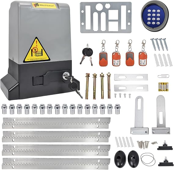 5000LB Automatic Sliding Gate Opener APP Keypad Control,1200W Gear Rack Driven Sliding Gate Motor with 4 Remotes,Electric Gate Operator System Kit for Sliding Gate Up to 100FT (1200W 5000LB)