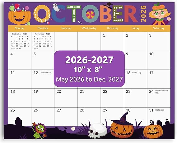 Magnetic Calendar for Refrigerator, 8'' x 10'' Fridge Calendar Runs from May 2026 Until December 2027, 20 Months Refrigerator Calendars for Home, Office & School