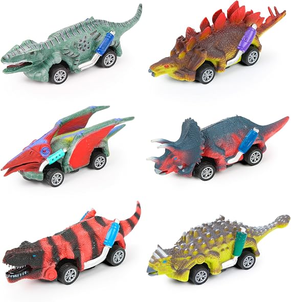 Dinosaur Toys for Kids 3-5 Pull Back Toy Cars 6 PCS Dino Toys for Toddler