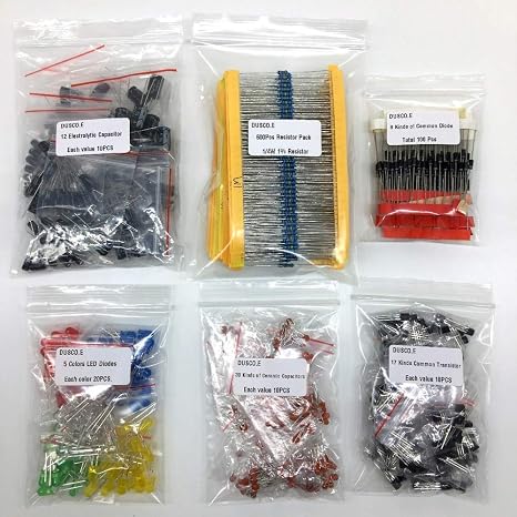Electronic Component Assortment kit 1390Pcs LED Diode Transistor Capacitor Resistor