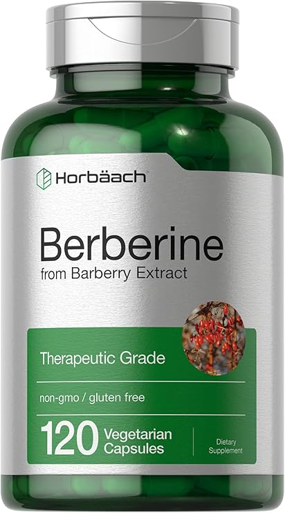 Horbaach Berberine HCl 500 mg | 120 Vegetarian Capsules | Supplement from Barberry Extract | Vegetarian, Non-GMO, Gluten Free