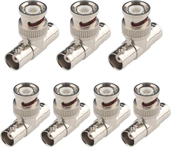 BNC Splitter Adapter 7 Pcs Bnc Male to 2 Female T Triple Coaxial Connector