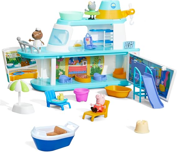 Peppa Pig Cruise Ship, Multilevel Playset with 17 Pieces, Preschool Toys for 3 Year Old Girls and Boys and Up