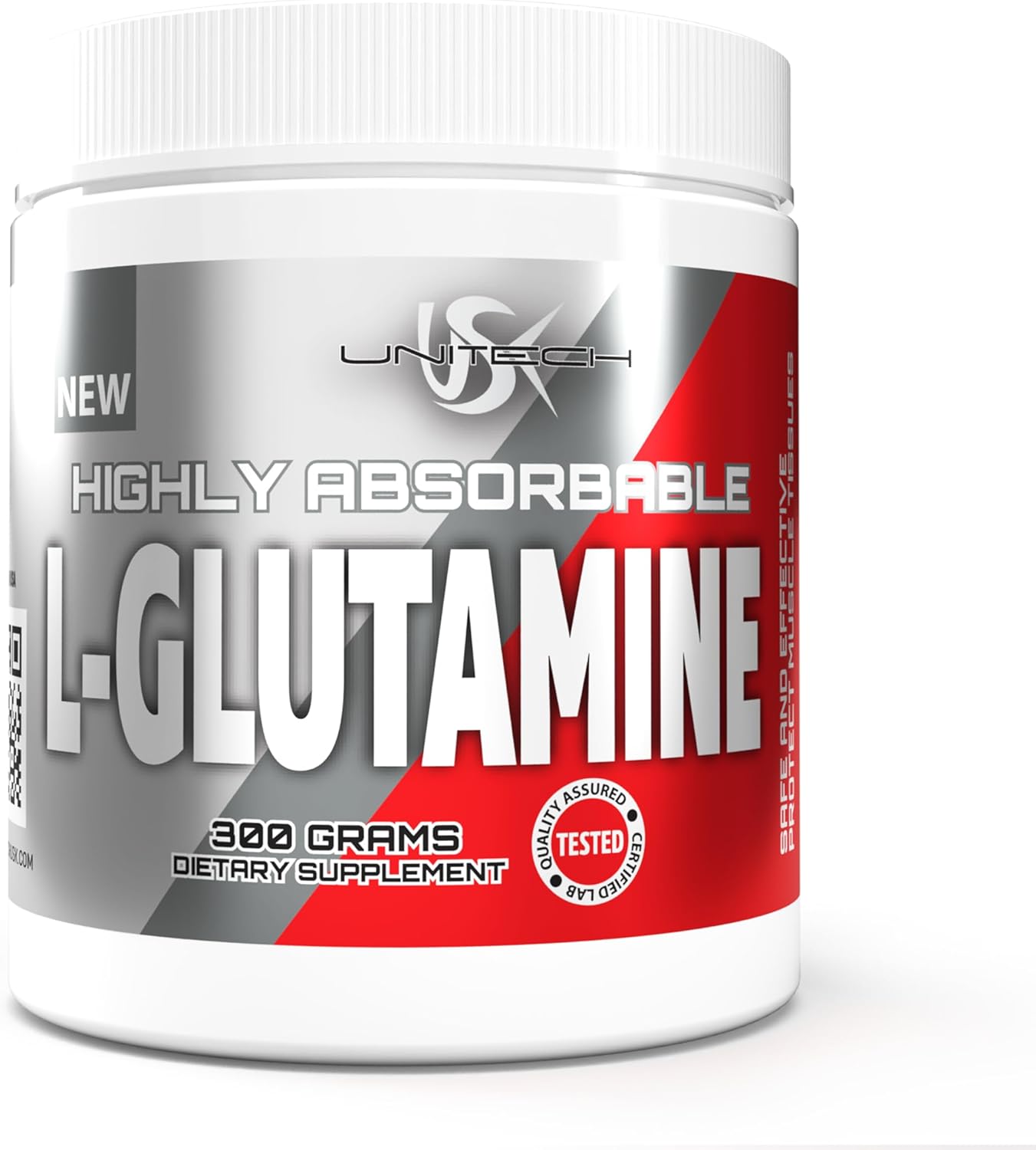 Unitech USK L-Glutamine | Supports Muscle Recovery, Protein Synthesis, Digestive Health, Immune Support, pH Balance | Amino Acid Supplement for Fitness | Easy to Mix, 300g