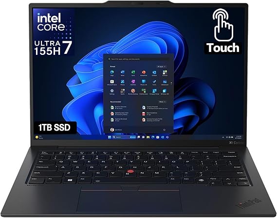 Lenovo Gen 12 ThinkPad X1 Carbon Laptop with Intel Ultra 7 155H Processor, 14" WUXGA 100% sRGB Touch Display, 32GB DDR5 RAM, 1TB Gen4 Performance SSD, FHD+ IR+ RGB Camera, and Windows 11 Pro