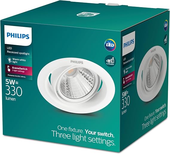 Philips Pomeron Gömme Spot Işık 5W 330 Lumen 2700K Sarı Işık [Enerji Sınıfı A]