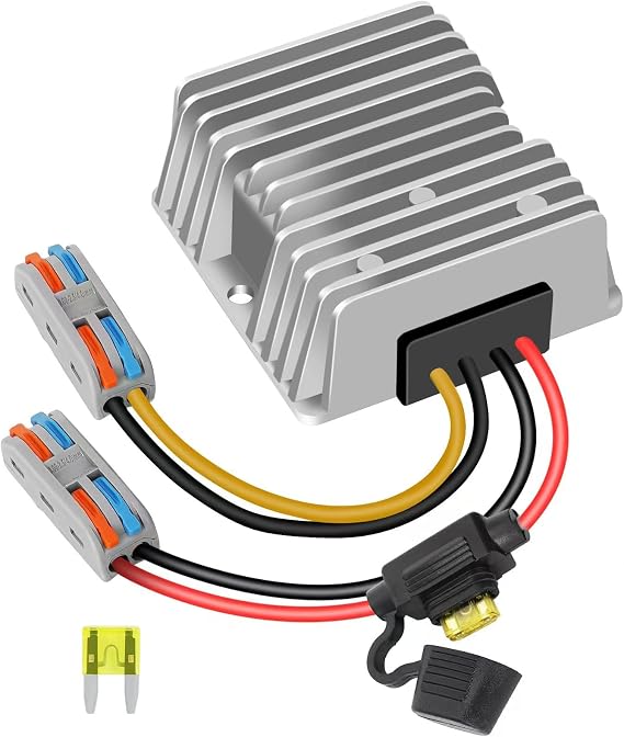 12V 20A 240W with Fuse 36V 48V to 12V Voltage Converter, Buck Converter Voltage Reducer, Waterproof DC Converter Module for Golf carts, Scooters, LED Lights (Input Voltage 18V-60V)
