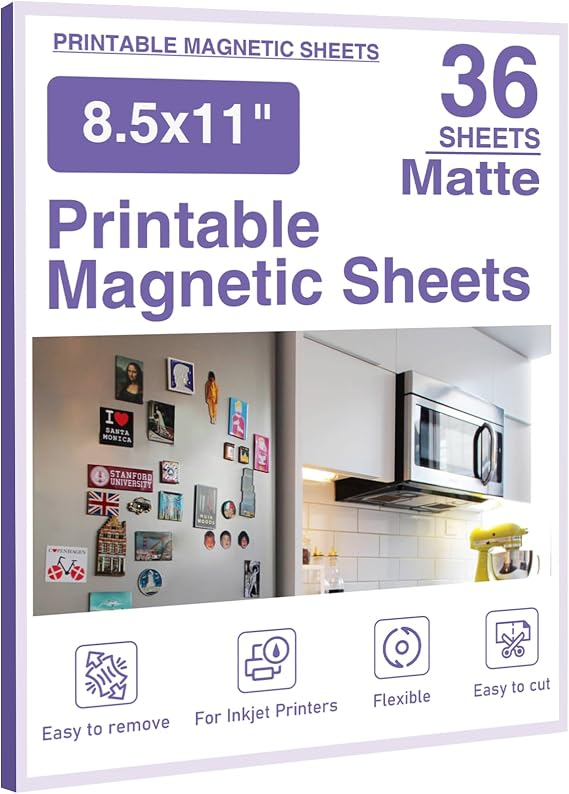 BEST CHOICE MAGNETS 36 Pcs Printable Magnetic Sheets 8.5x11 Inches Matte