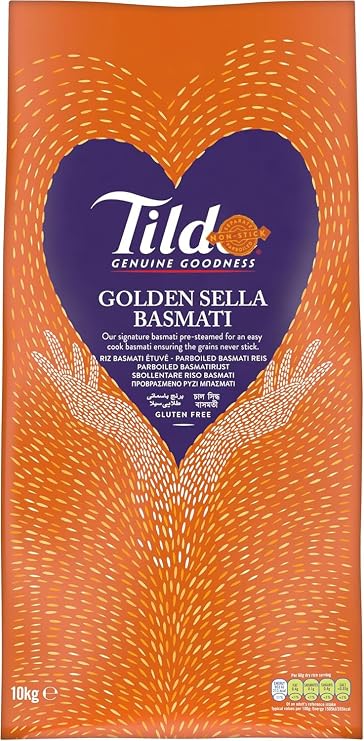 Tildaa Golden Sella Basmati Rice, Parboiled, Gluten Free, Vegan (10Kg)