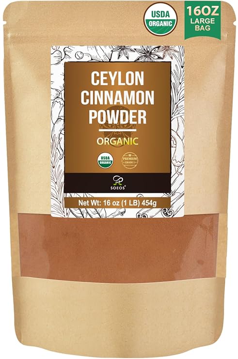 Soeos Organic Ceylon Cinnamon Powder, 16oz (454g)