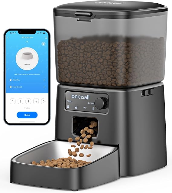 oneisall Automatic Cat Feeder,2.4G WiFi Cat Dispenser 3.5L with App Control | Dry Food Cat Feeder with Timer,Pet Food Dispenser for 1-6 Meals a Day,Portion Control,Triple Freshness Lock,Anti-Clogging