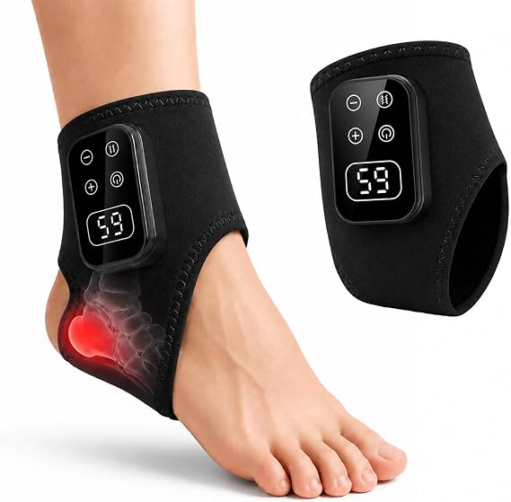 brenzo Wearable Foot & Ankle Massager with Heat & Vibration,Black