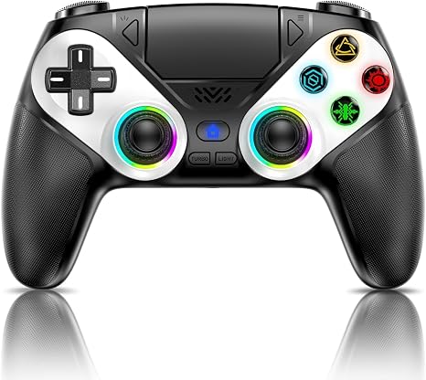 Dinosoo RGB Wireless Controller für PS5/PC Bluetooth Gamepad with Back Paddles Touchpad 35-mm-Audioanschluss Dual-Vibration Macro Turbo 6-Achsen-Sensor-Schwarz