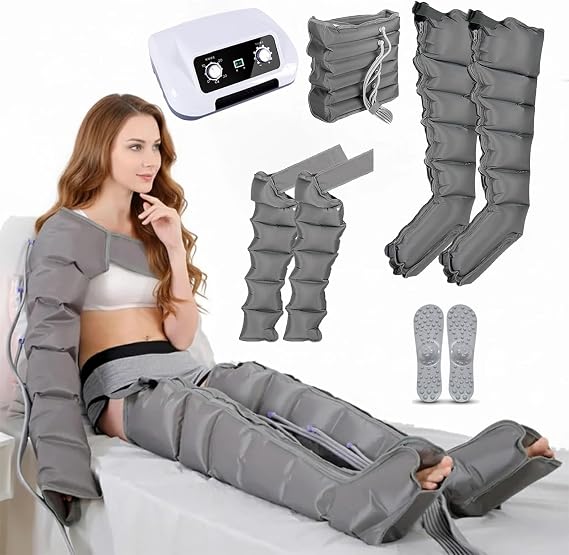 Air Compression Leg Massager, Home Pressure Therapy Compression Boots Pressure Therapy Circulation Intensifier For Foot, Arm,Leg, Waist, Lymphatic Drainage Massager, Calf Massager Leg