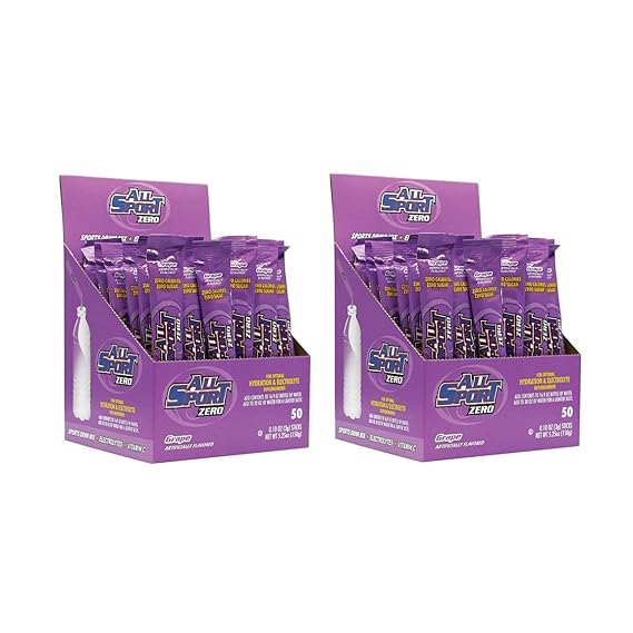 All Sport Powder Hydration Stick, Zero Calorie, Performance Electrolyte Drink Mix, Sugar Free, 2x Potassium, Grape, 50 CT
