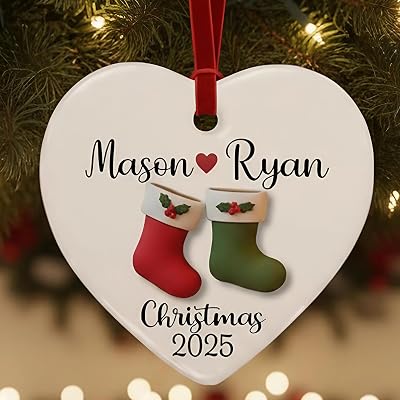 Personalized Couple Holding Hands Christmas Ornament 2025, Custom Date - Names Mr - Mrs Xmas Tree Gift for Anniversary, First Christmas Together
