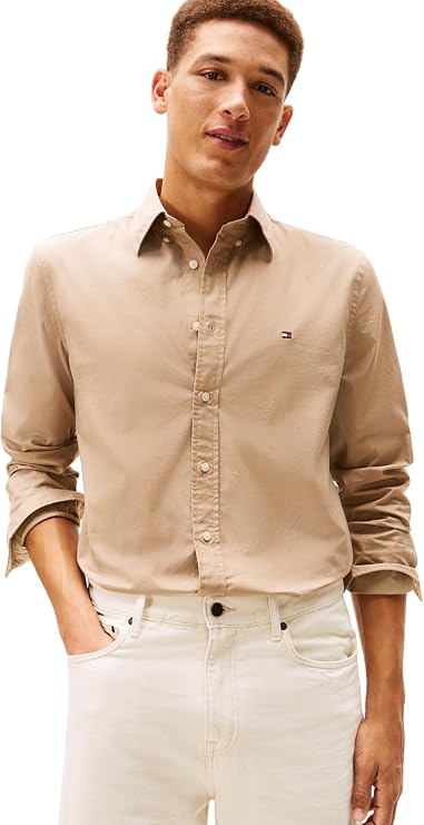 Tommy Hilfiger Men's Flex Poplin Solid Rf Shirt Mw0mw37550 L/S Shirt (Pack of 1)