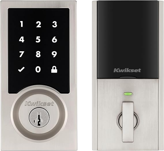 Kwikset HomeConnect 918 Contemporary Z-Wave Long Range Enabled Touchscreen Lock Works with Ring Alarm, Samsung SmartThings Hub Required, Sold Seperately in Satin Nickel