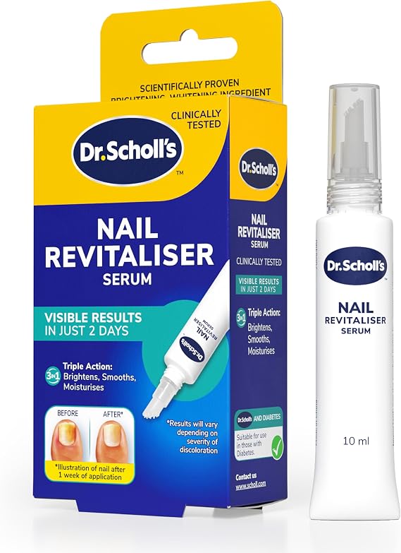Dr. Scholl's Nail Revitaliser Serum 10ml - Visible Results in Just 2 Days, Triple Action: Brightens, Smooths and Moisturises, Nails and Toenails Damaged by Fungal Nail
