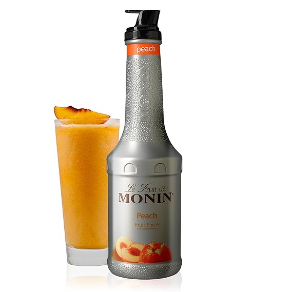 Monin - Peach Fruit Puree, Summertime Sweetness, Great for Cocktails, Smoothies, and Lemonades, Non GMO, No Artificial Ingredients (1 Liter)